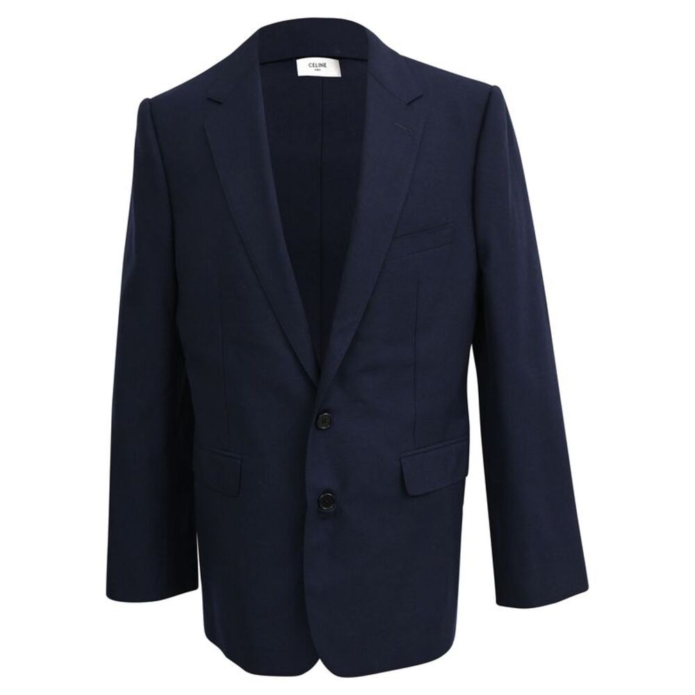 Celine Single-Breasted Blazer in Navy Blue Wool